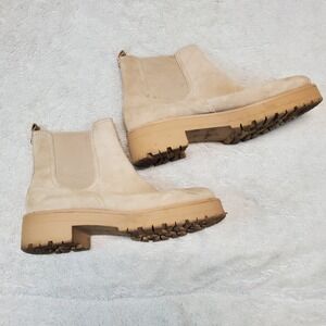 Sam Edelman Judah Tan Cream‎ Suede Romantic Dressy Everyday Heel Ankle Boot 9